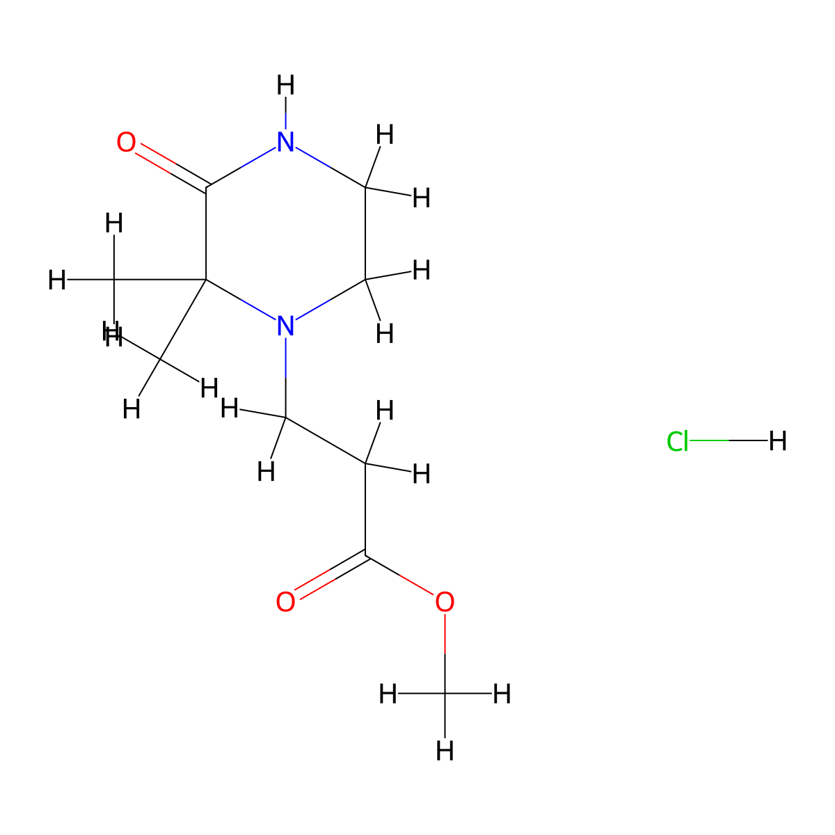 Methyl 3-(2,2-dimethyl-3-oxopiperazin-1-yl)propanoate hydrochloride molecular structure, CAS 1376047-60-7