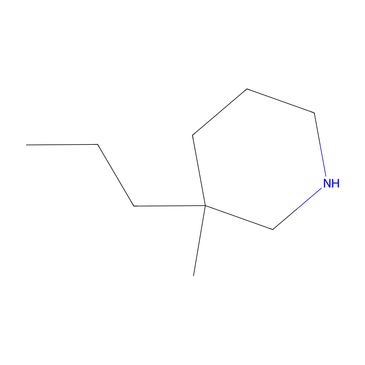 3-Methyl-3-propylpiperidine molecular structure, CAS 137605-96-0