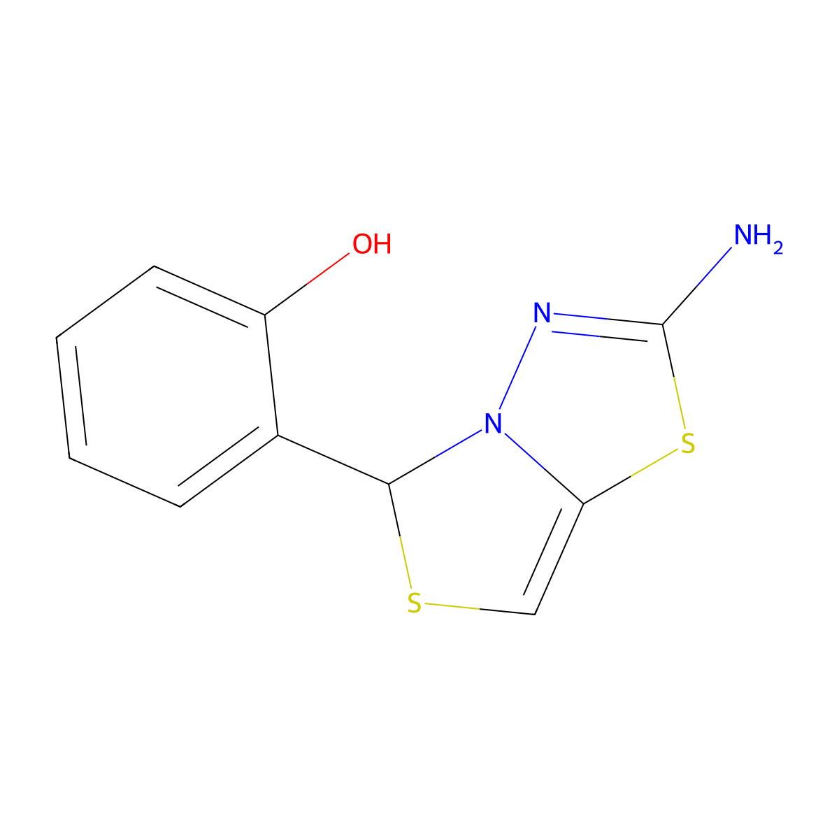 2-(2-amino-5H-thiazolo[4,3-b][1,3,4]thiadiazol-5-yl)phenol molecular structure, CAS 137609-25-7