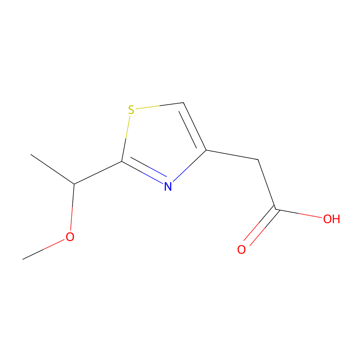 2-[2-(1-Methoxyethyl)-1,3-thiazol-4-yl]acetic acid molecular structure, CAS 1376100-18-3