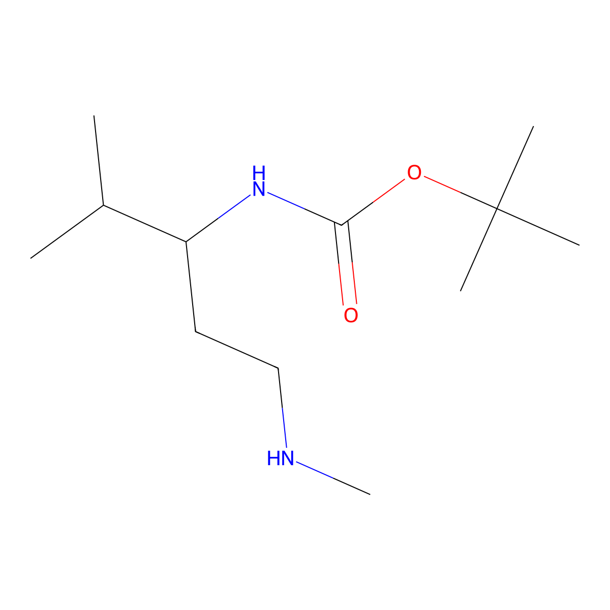 tert-butyl N-[4-methyl-1-(methylamino)pentan-3-yl]carbamate molecular structure, CAS 1376105-36-0