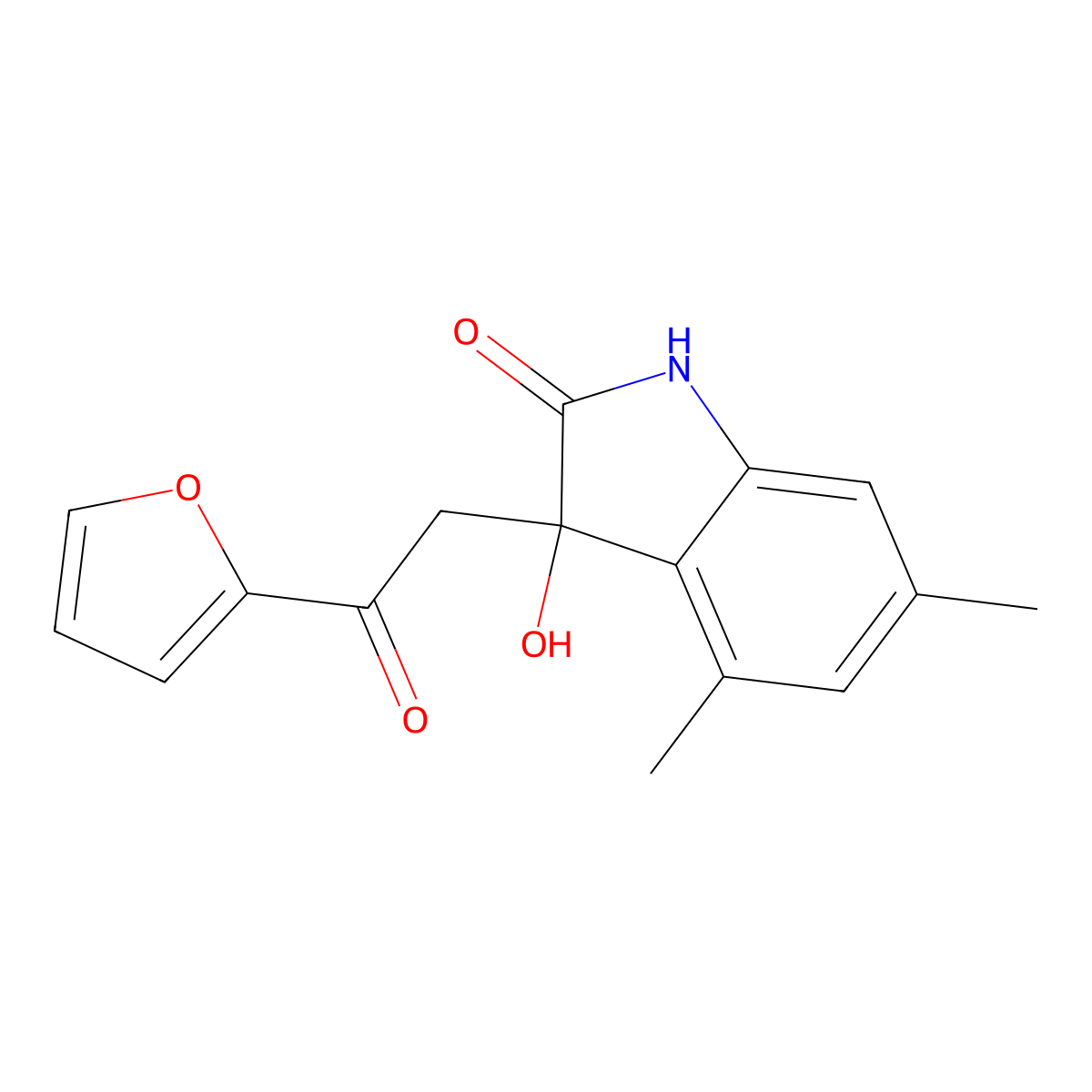 3-[2-(furan-2-yl)-2-oxoethyl]-3-hydroxy-4,6-dimethyl-2,3-dihydro-1H-indol-2-one molecular structure, CAS 1376105-99-5