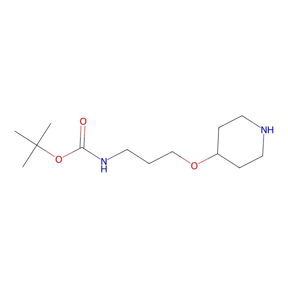 tert-butyl N-[3-(piperidin-4-yloxy)propyl]carbamate molecular structure, CAS 1376134-81-4
