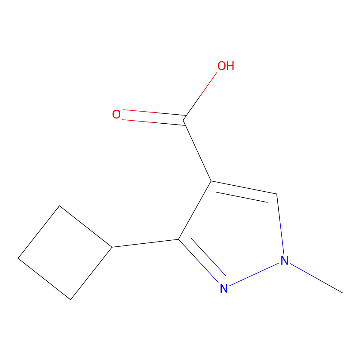 3-cyclobutyl-1-methyl-1H-pyrazole-4-carboxylic acid molecular structure, CAS 137614-13-2