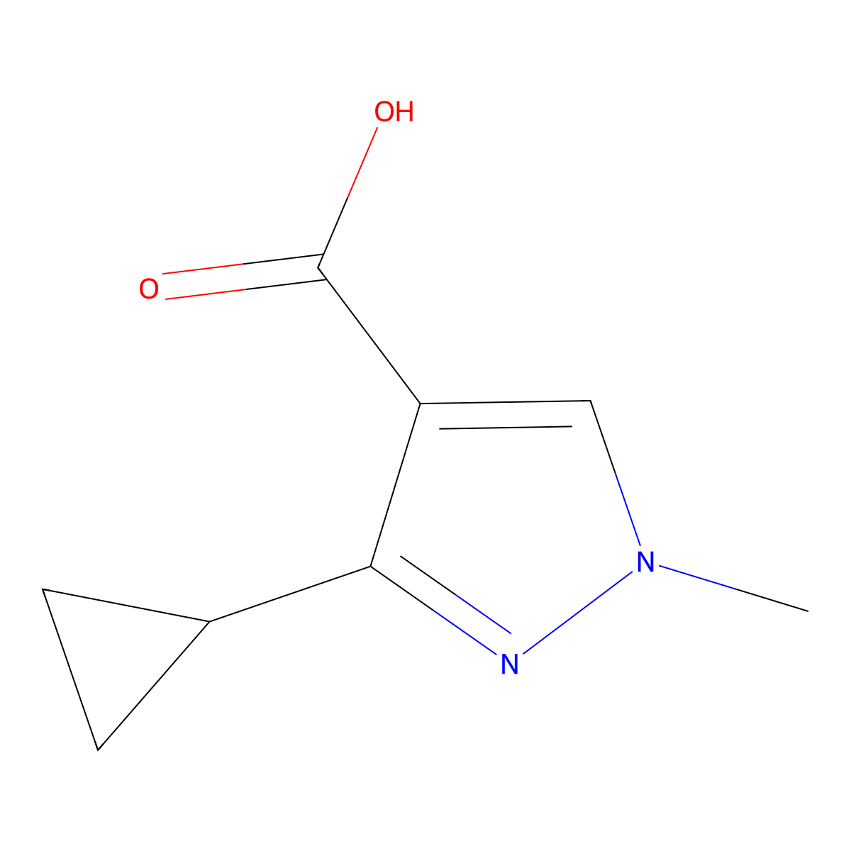 3-cyclopropyl-1-methyl-1H-pyrazole-4-carboxylic acid molecular structure, CAS 137614-47-2
