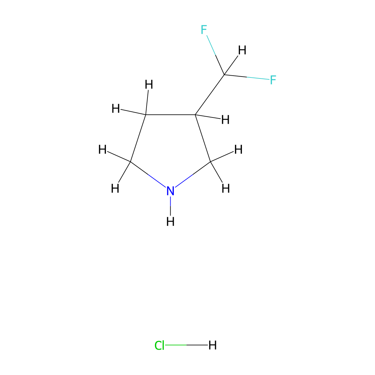 3-(Difluoromethyl)pyrrolidine hydrochloride molecular structure, CAS 1376176-56-5