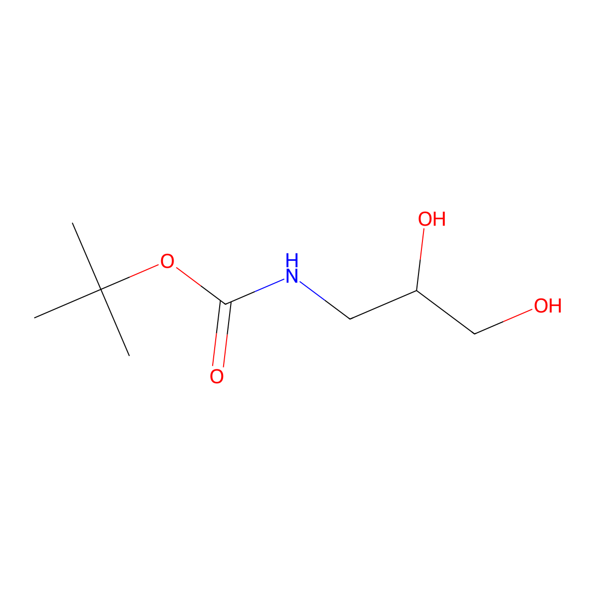 tert-butyl N-(2,3-dihydroxypropyl)carbamate molecular structure, CAS 137618-48-5