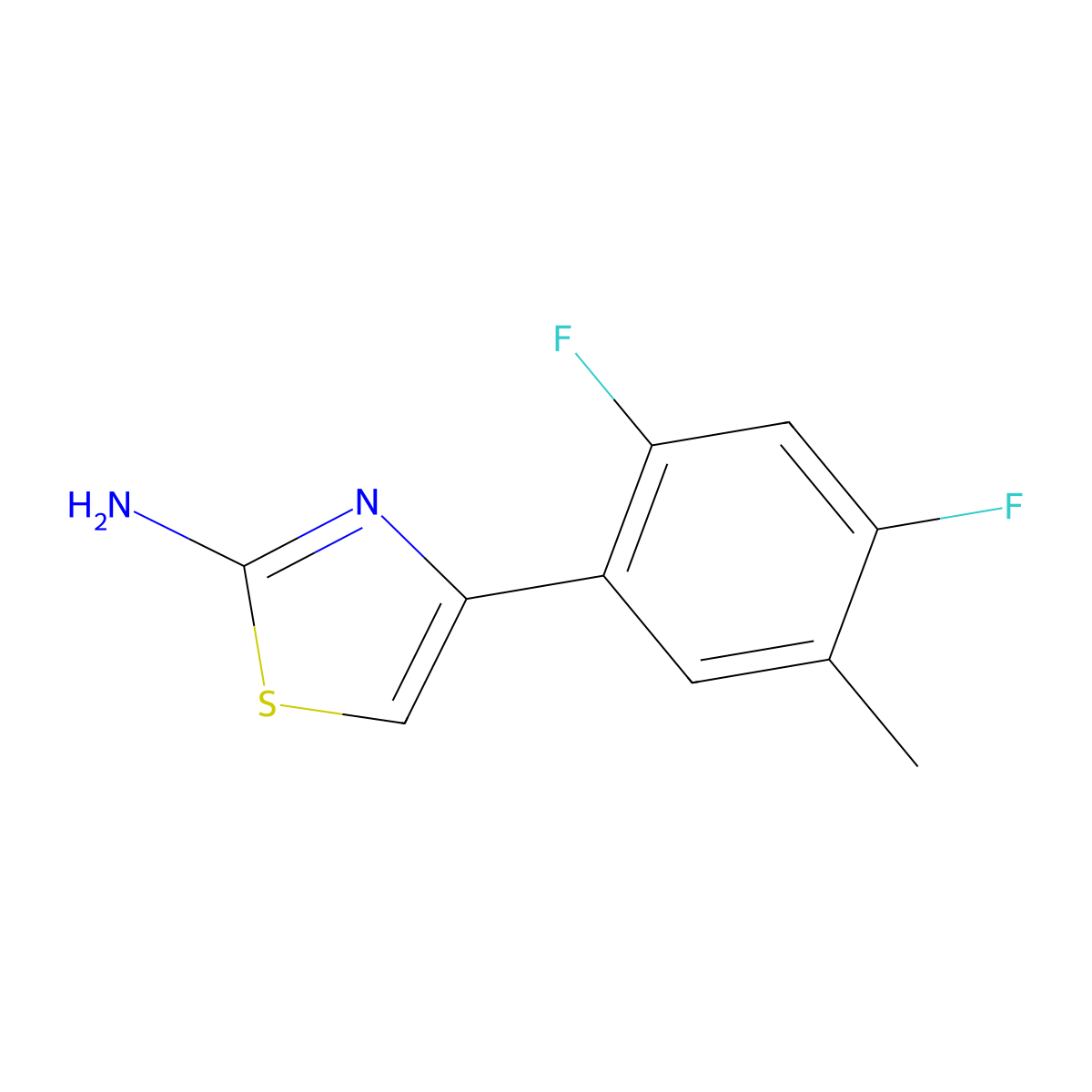 4-(2,4-Difluoro-5-methylphenyl)-1,3-thiazol-2-amine molecular structure, CAS 1376217-90-1