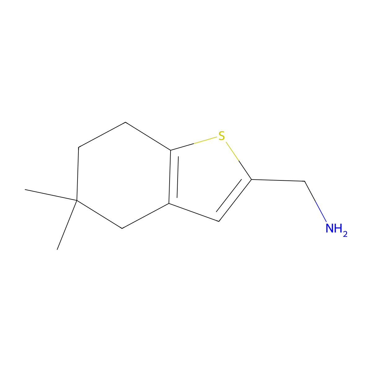 (5,5-Dimethyl-4,5,6,7-tetrahydro-1-benzothiophen-2-yl)methanamine molecular structure, CAS 1376224-89-3