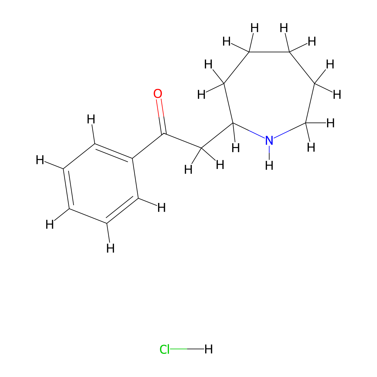 2-(Azepan-2-yl)-1-phenylethan-1-one hydrochloride molecular structure, CAS 1376225-40-9