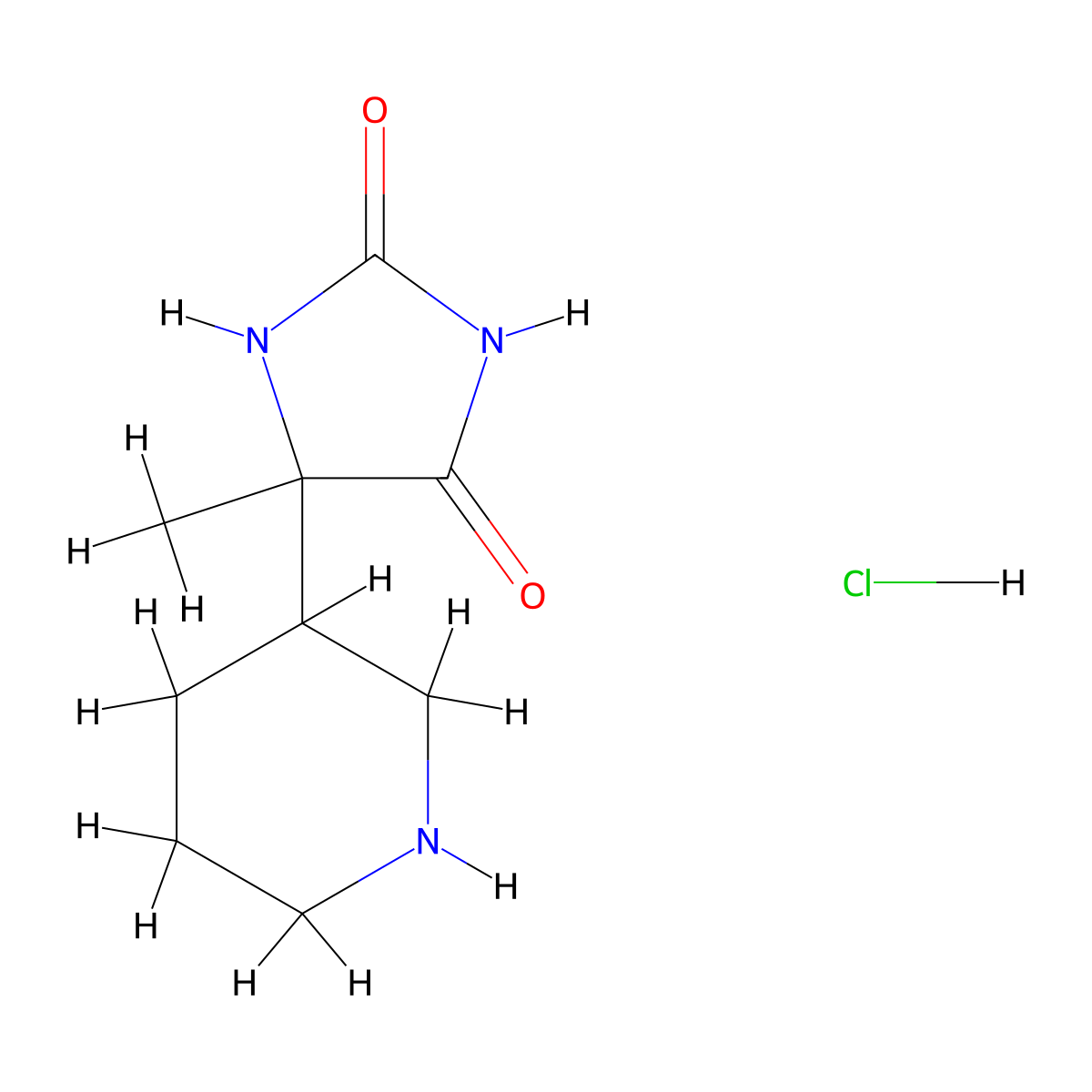 5-Methyl-5-(piperidin-3-yl)imidazolidine-2,4-dione hydrochloride molecular structure, CAS 1376227-85-8