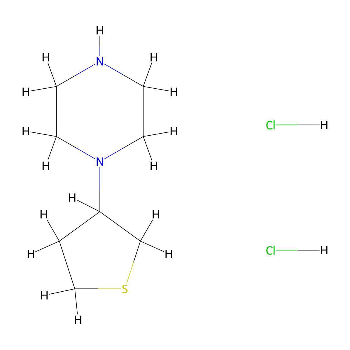 1-(Thiolan-3-yl)piperazine dihydrochloride molecular structure, CAS 1376228-74-8