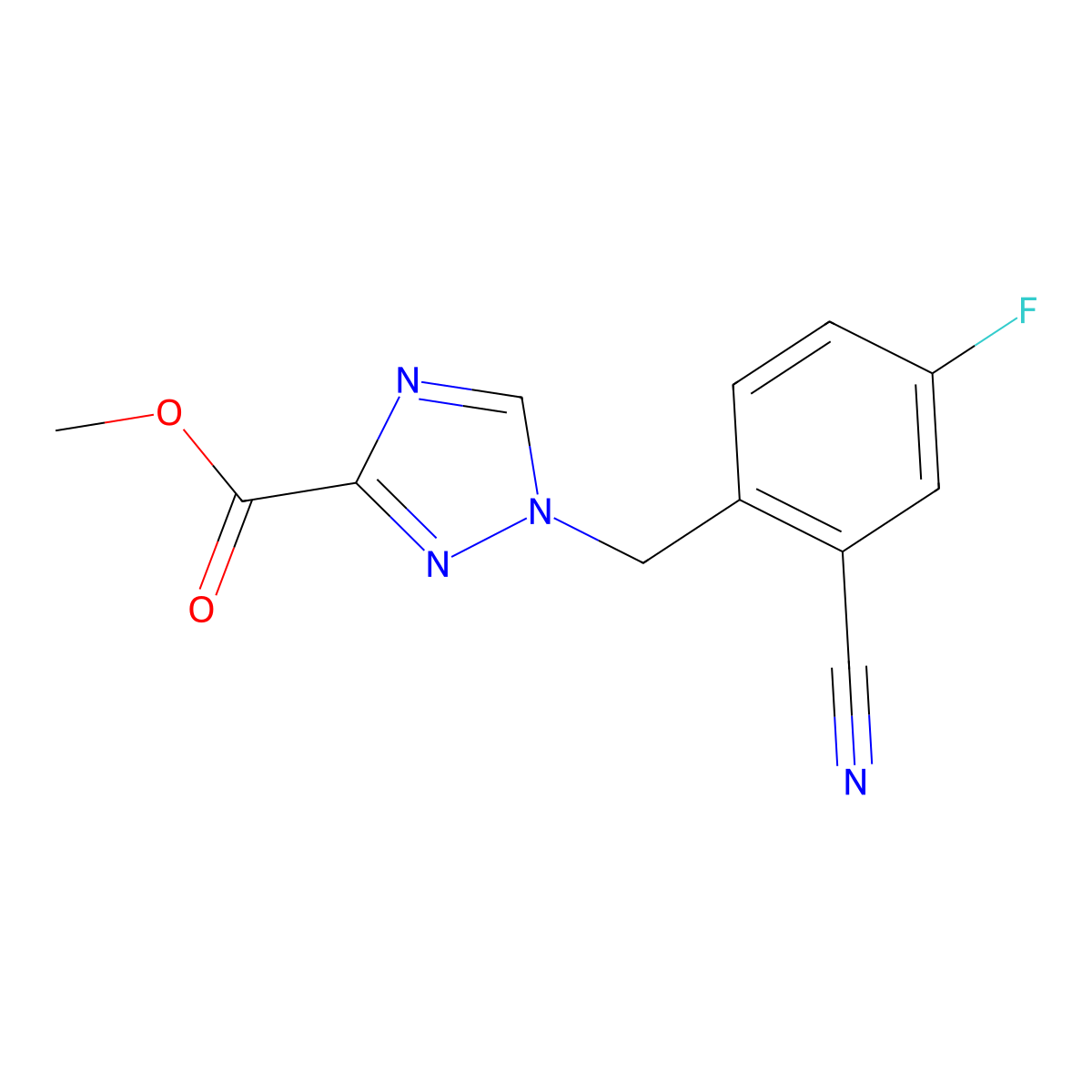 methyl 1-[(2-cyano-4-fluorophenyl)methyl]-1H-1,2,4-triazole-3-carboxylate molecular structure, CAS 1376238-83-3