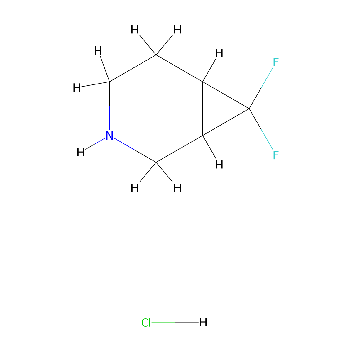 7,7-Difluoro-3-azabicyclo[4.1.0]heptane hydrochloride molecular structure, CAS 1376248-54-2