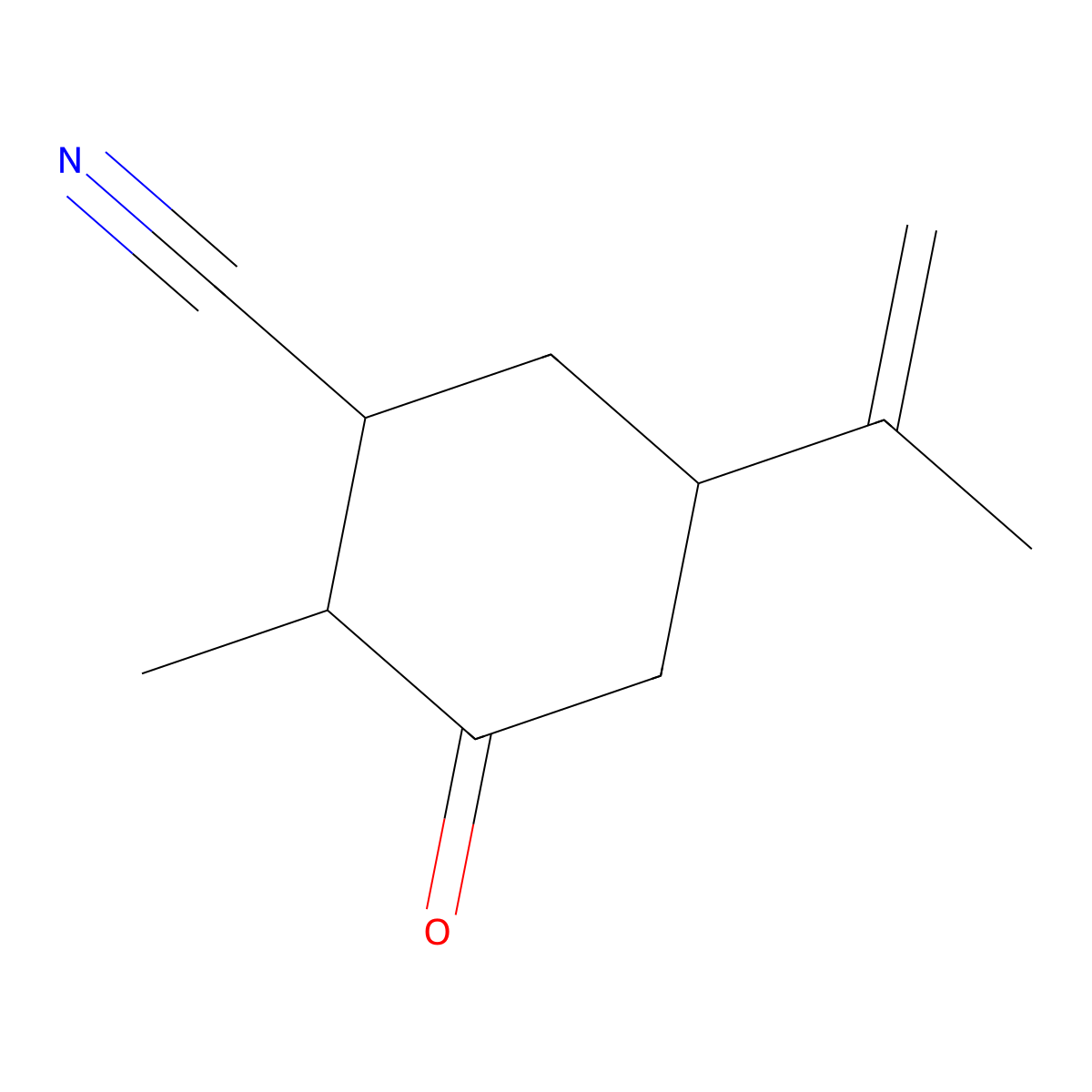 (1R,2R,5R)-2-methyl-3-oxo-5-(prop-1-en-2-yl)cyclohexane-1-carbonitrile molecular structure, CAS 137625-67-3