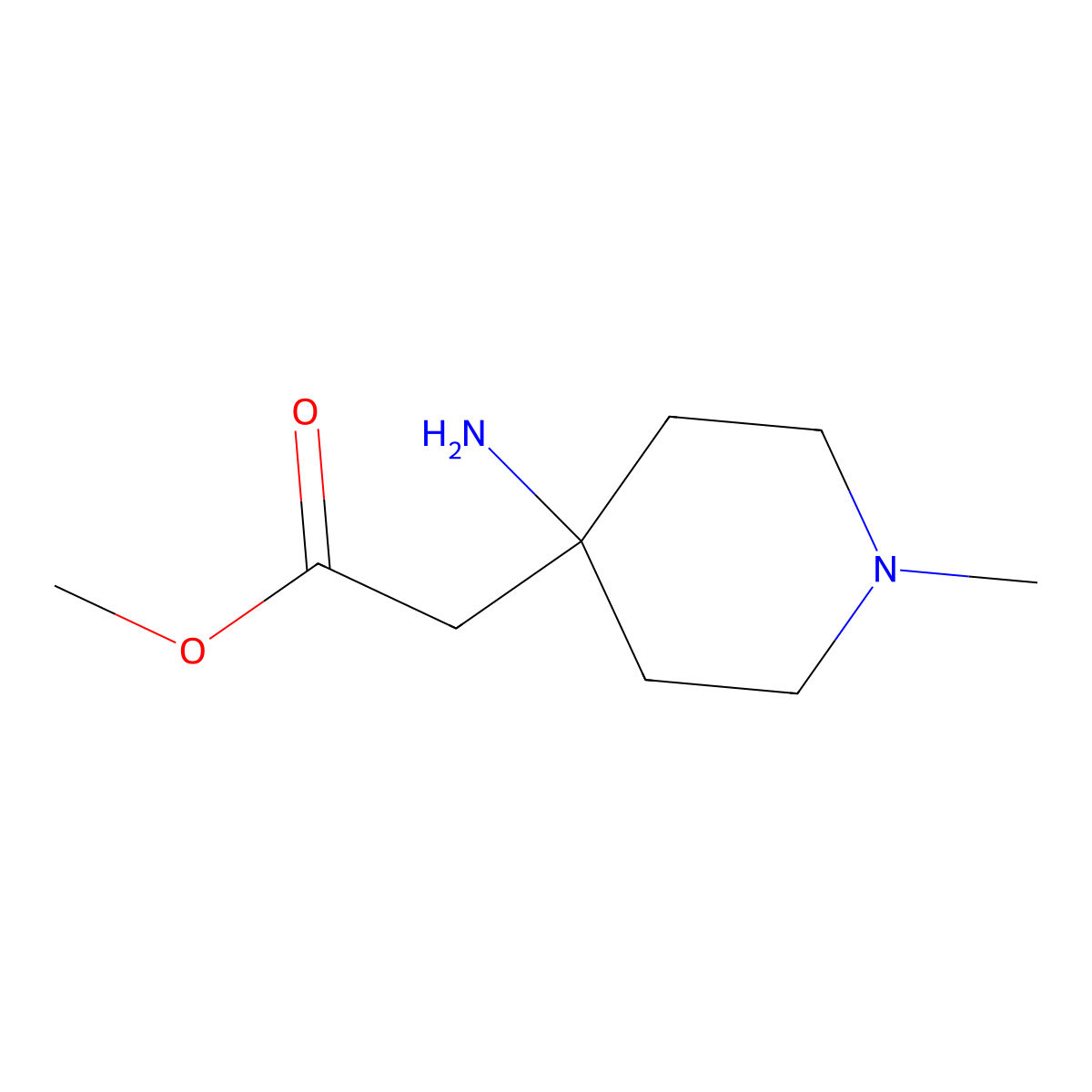 Methyl 2-(4-amino-1-methylpiperidin-4-yl)acetate molecular structure, CAS 1376259-47-0