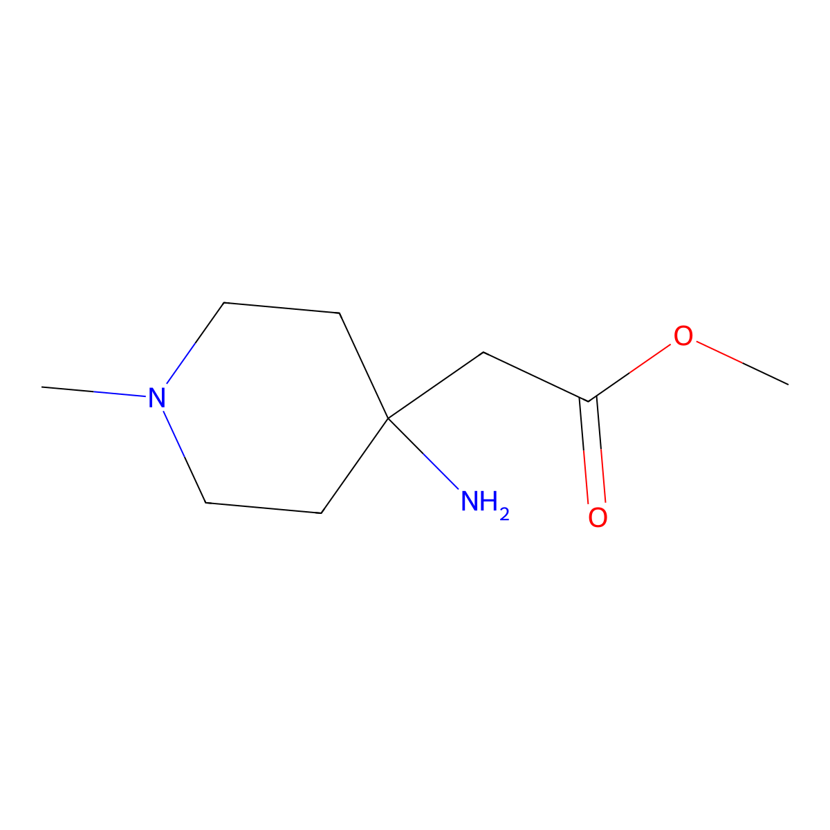 Methyl 2-(4-amino-1-methylpiperidin-4-yl)acetate molecular structure, CAS 1376259-47-0