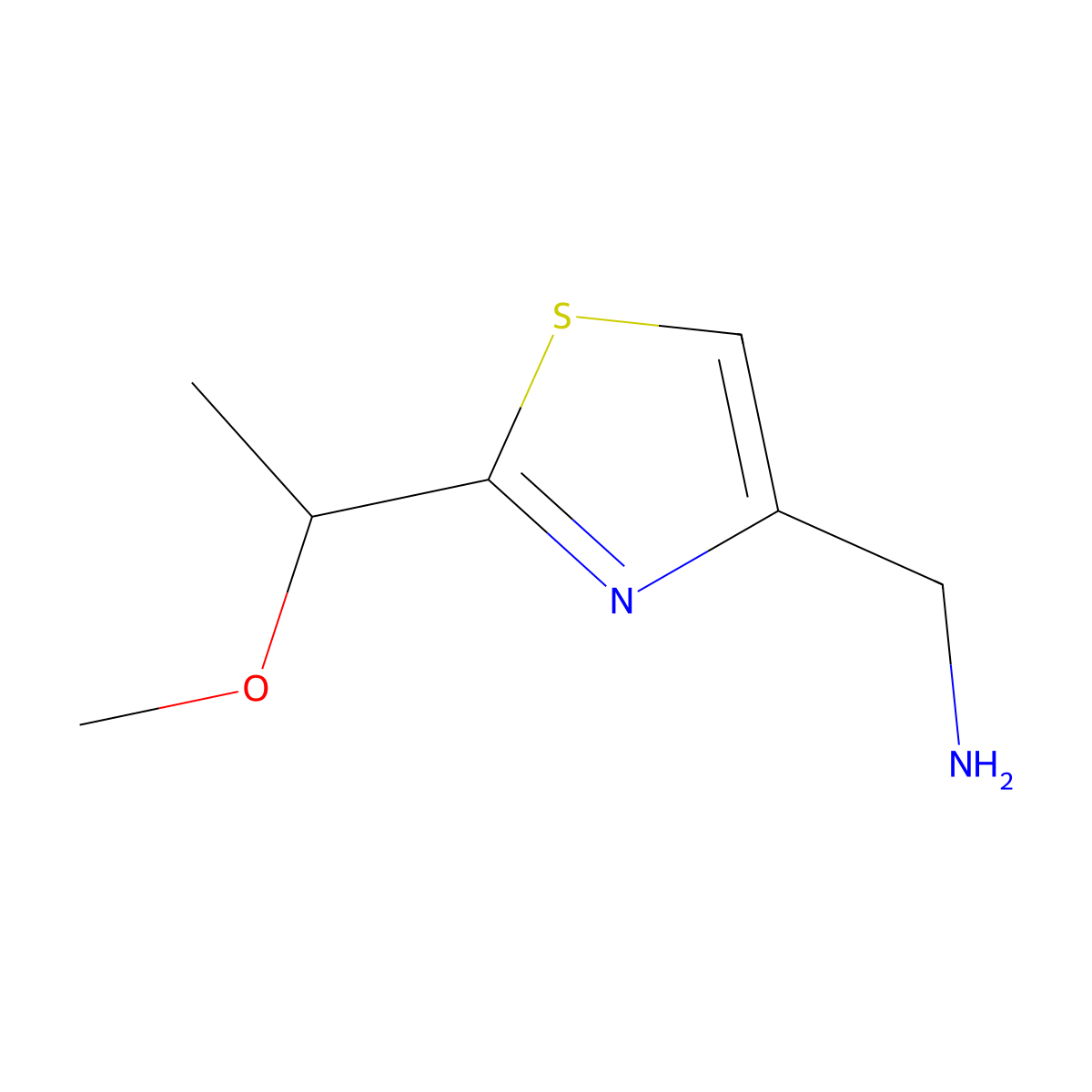 [2-(1-Methoxyethyl)-1,3-thiazol-4-yl]methanamine molecular structure, CAS 1376269-88-3