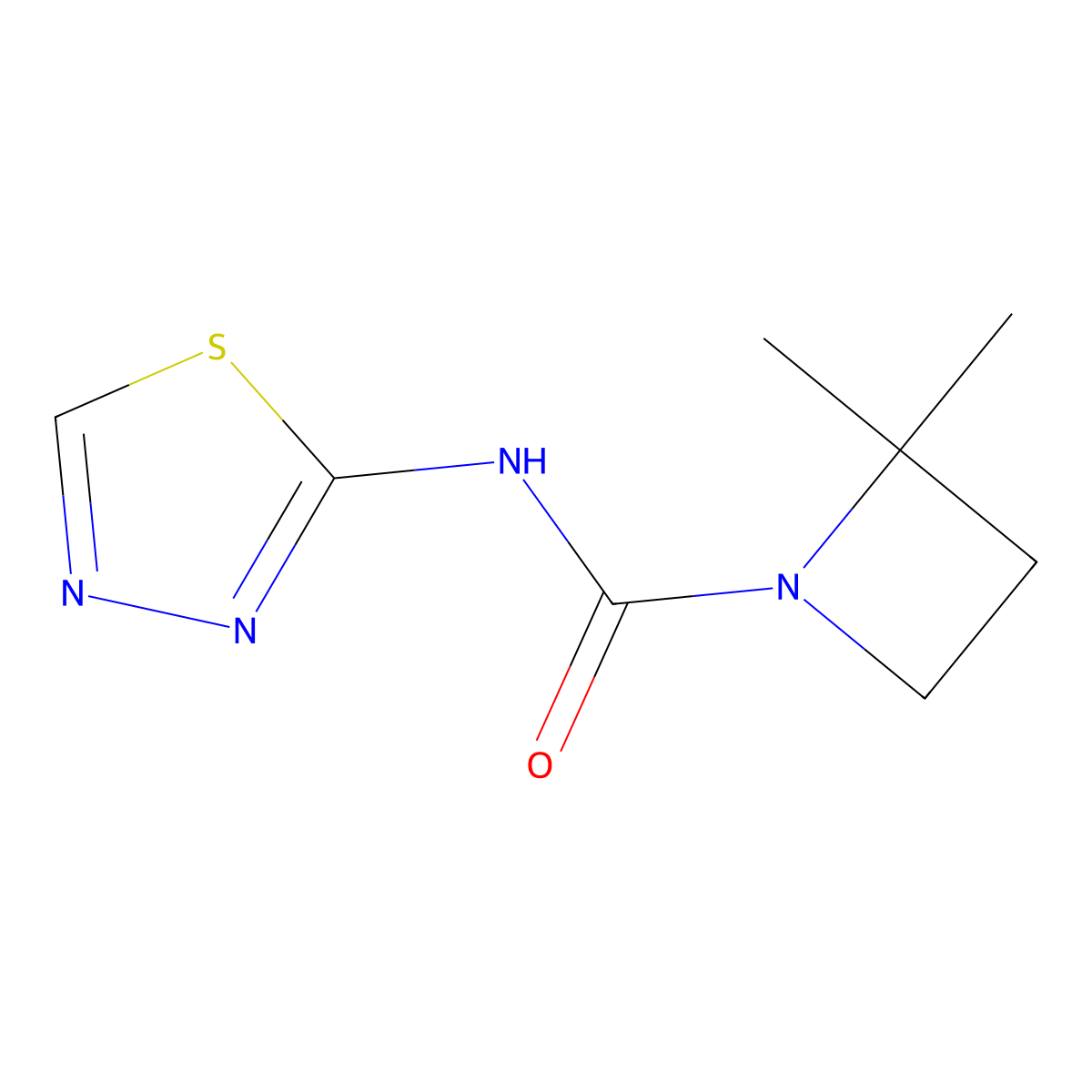 2,2-dimethyl-N-(1,3,4-thiadiazol-2-yl)azetidine-1-carboxamide molecular structure, CAS 1376282-05-1