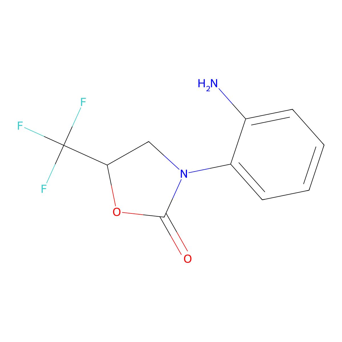 3-(2-Aminophenyl)-5-(trifluoromethyl)-1,3-oxazolidin-2-one molecular structure, CAS 1376282-88-0