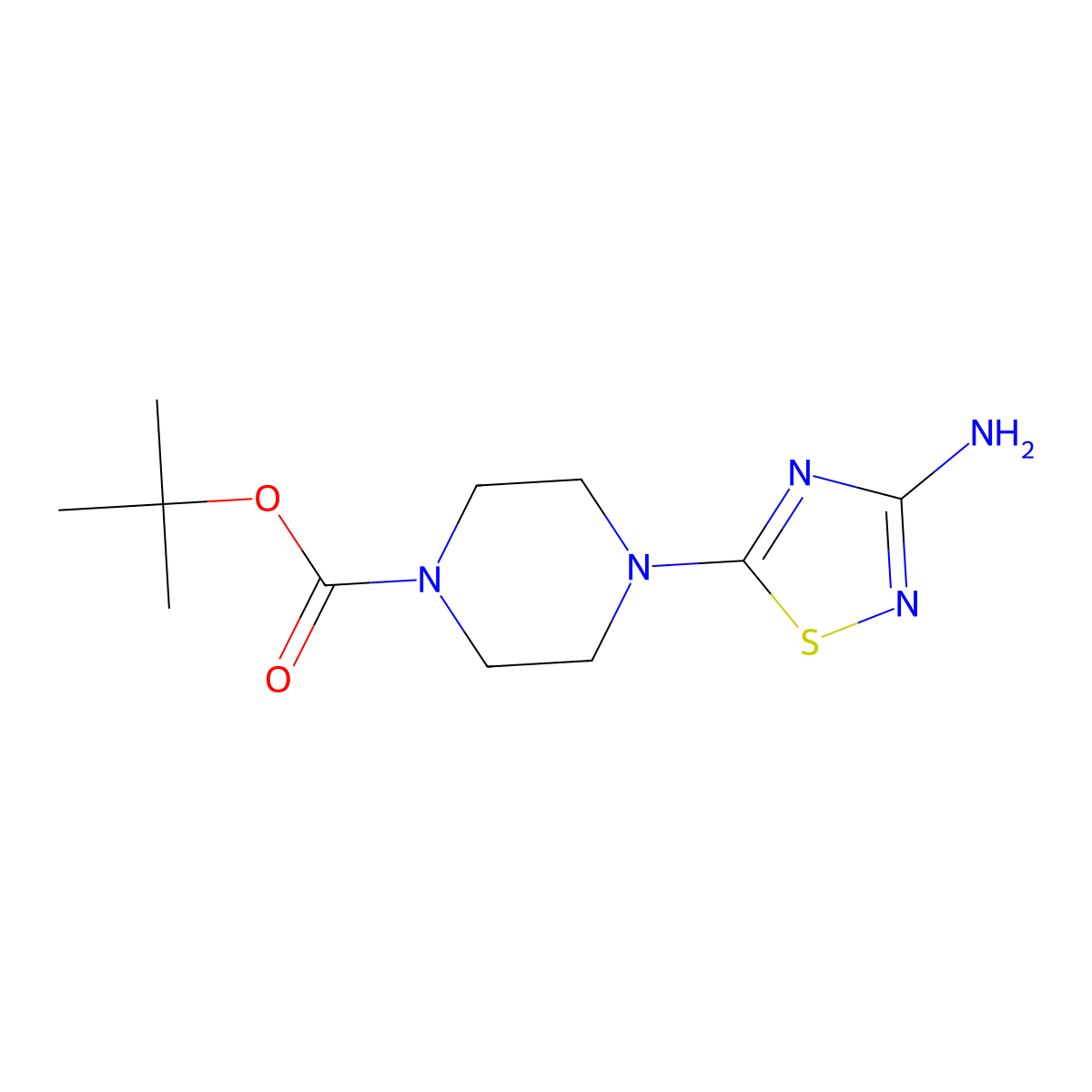 Tert-butyl 4-(3-amino-1,2,4-thiadiazol-5-yl)piperazine-1-carboxylate molecular structure, CAS 1376283-60-1
