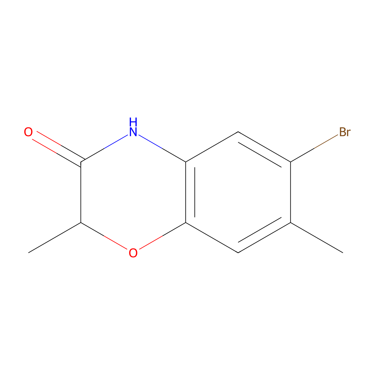 6-bromo-2,7-dimethyl-3,4-dihydro-2H-1,4-benzoxazin-3-one molecular structure, CAS 1376284-55-7