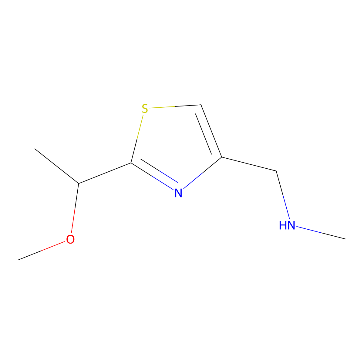 {[2-(1-Methoxyethyl)-1,3-thiazol-4-yl]methyl}(methyl)amine molecular structure, CAS 1376284-79-5