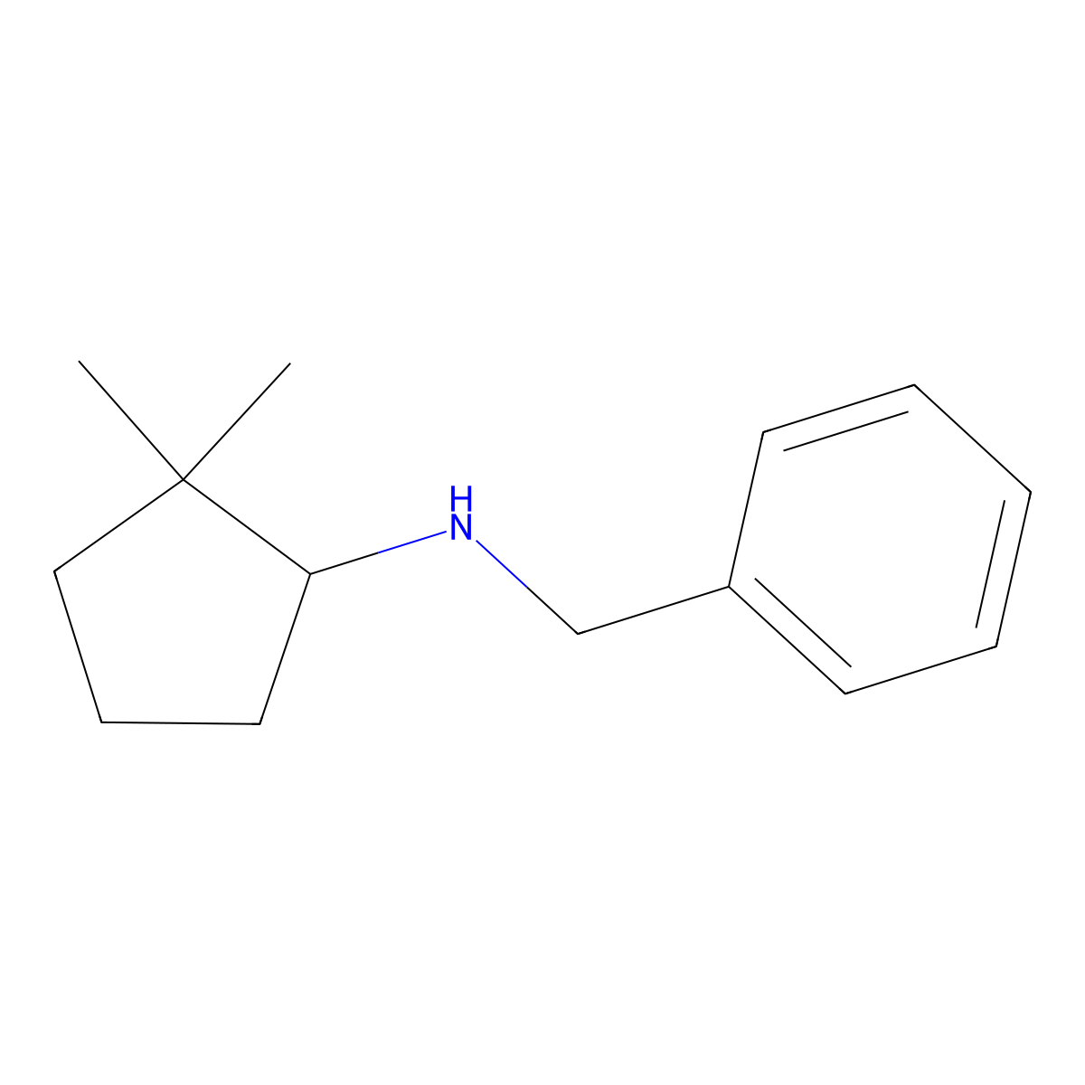 N-benzyl-2,2-dimethylcyclopentan-1-amine molecular structure, CAS 1376297-47-0