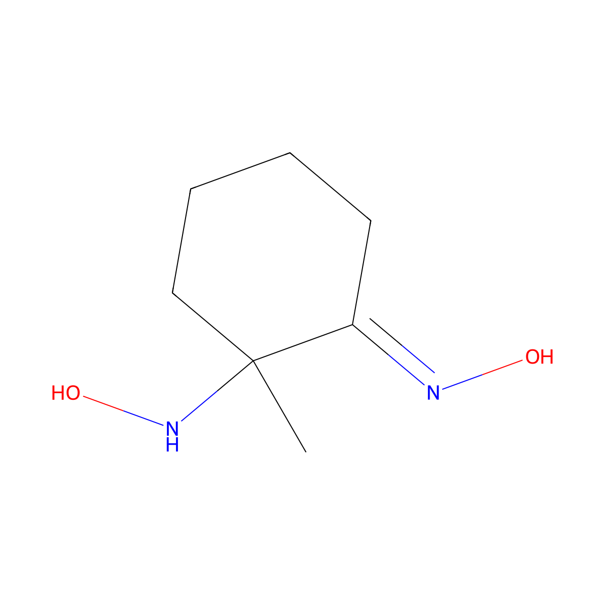 Cyclohexanone, 2-(hydroxyamino)-2-methyl-, oxime molecular structure, CAS 13763-85-4