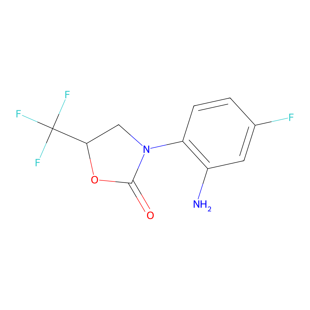 3-(2-Amino-4-fluorophenyl)-5-(trifluoromethyl)-1,3-oxazolidin-2-one molecular structure, CAS 1376306-61-4