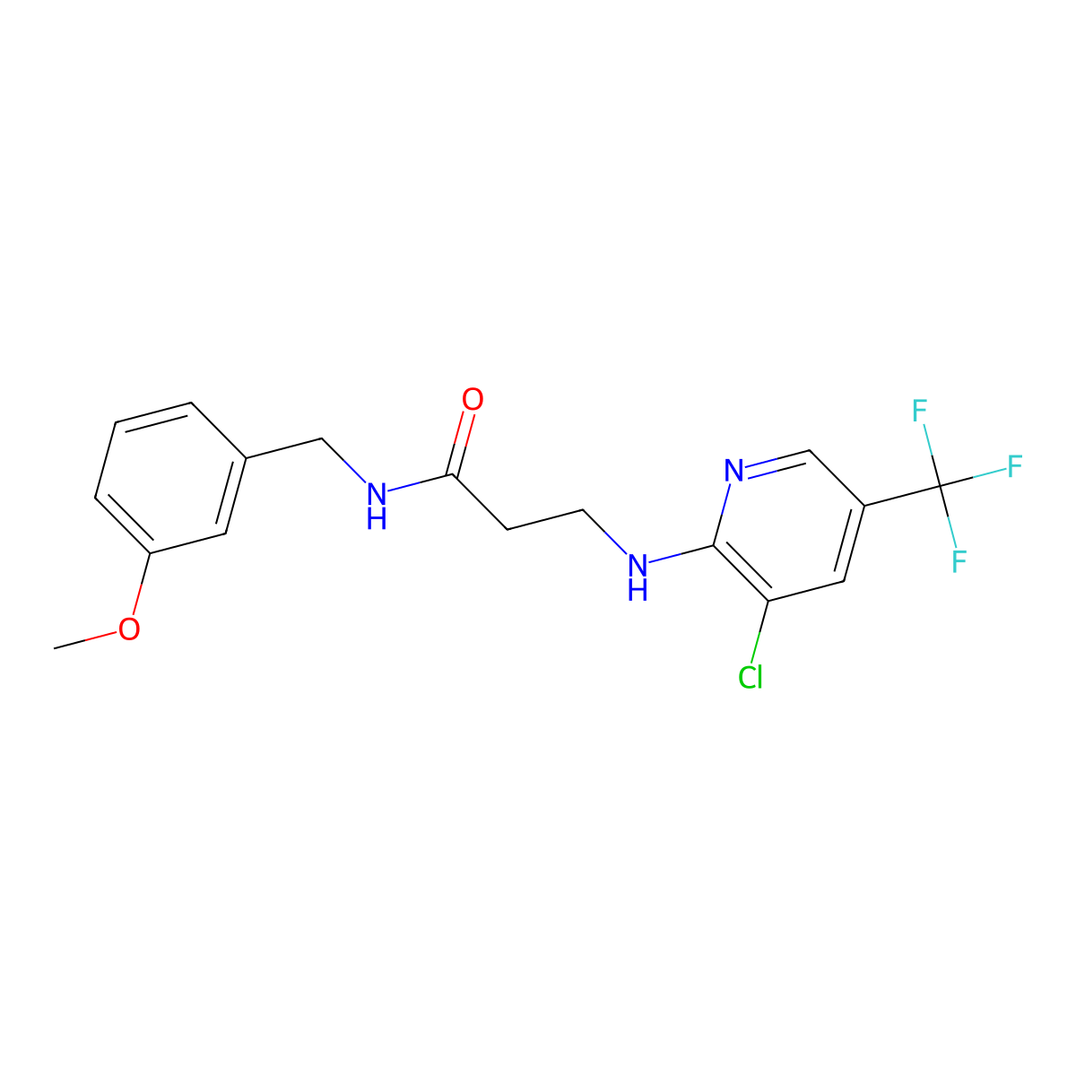 3-{[3-Chloro-5-(trifluoromethyl)pyridin-2-yl]amino}-n-[(3-methoxyphenyl)methyl]propanamide molecular structure, CAS 1376308-87-0