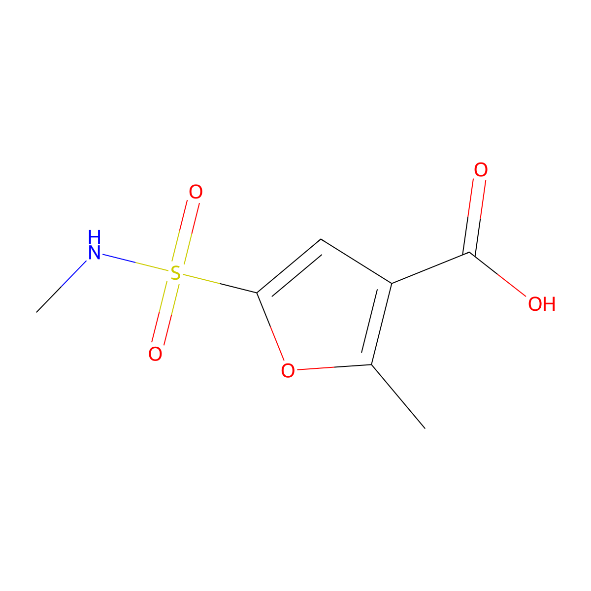 2-Methyl-5-(methylsulfamoyl)furan-3-carboxylic acid molecular structure, CAS 1376318-99-8