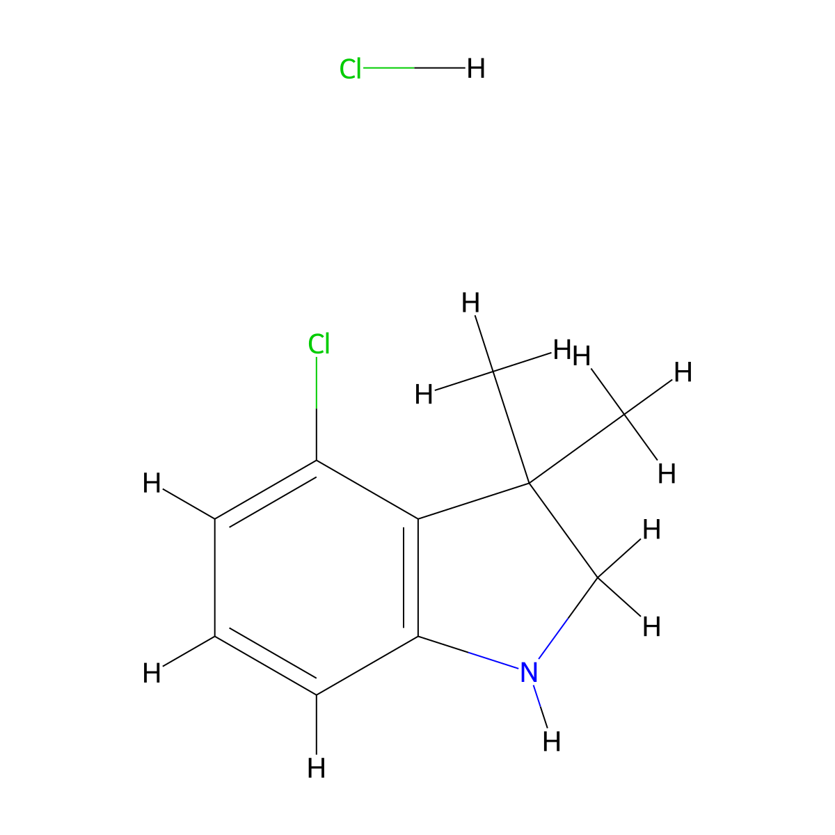 4-chloro-3,3-dimethyl-2,3-dihydro-1H-indole hydrochloride molecular structure, CAS 1376321-39-9