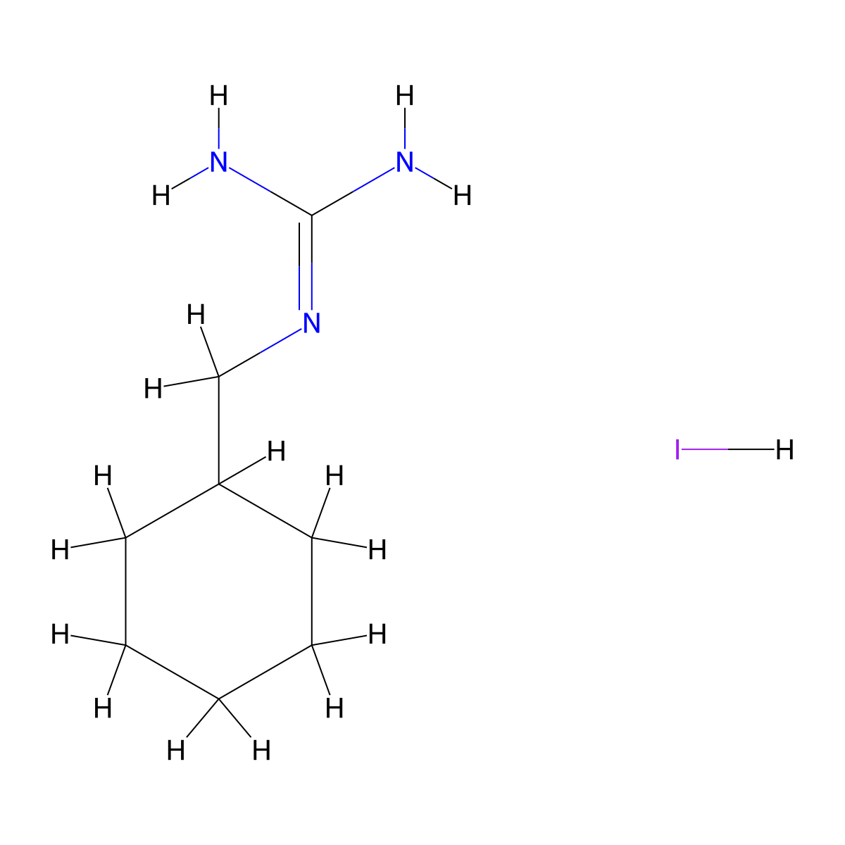N-(cyclohexylmethyl)guanidine hydroiodide molecular structure, CAS 1376324-09-2