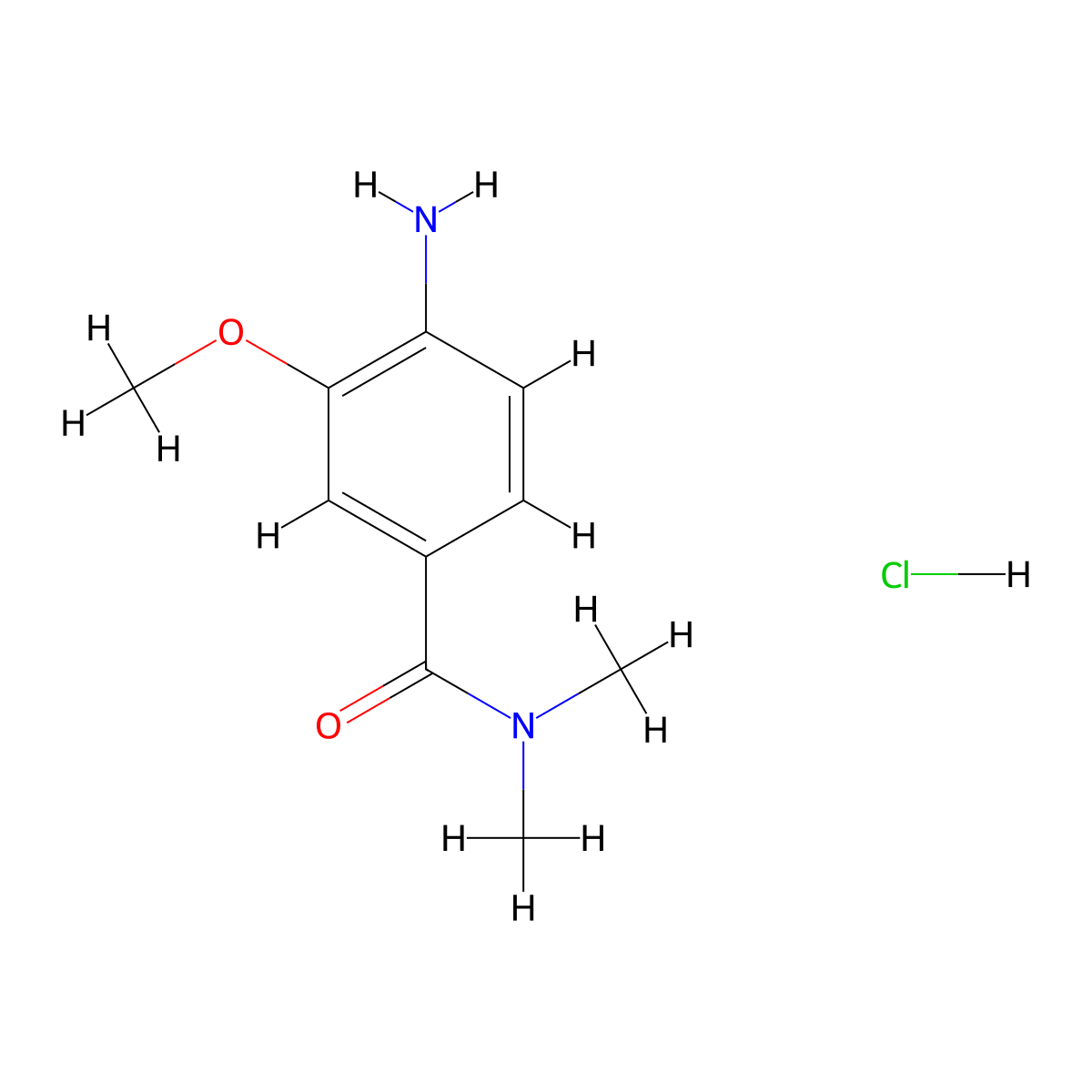 4-amino-3-methoxy-N,N-dimethylbenzamide hydrochloride molecular structure, CAS 1376330-43-6