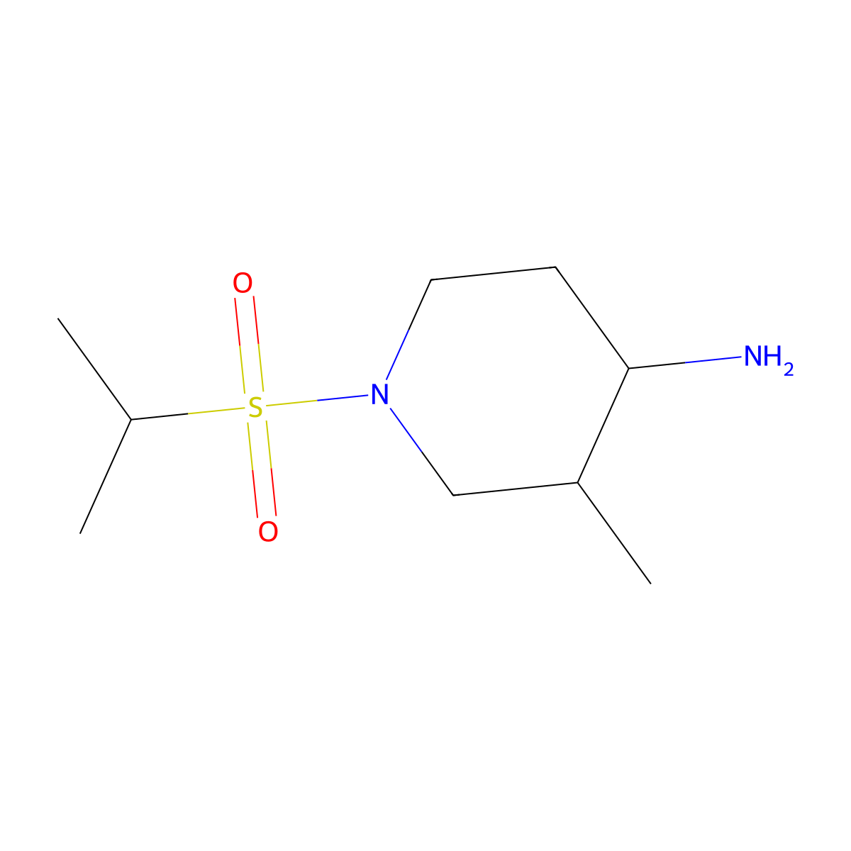 3-Methyl-1-(propane-2-sulfonyl)piperidin-4-amine molecular structure, CAS 1376343-23-5