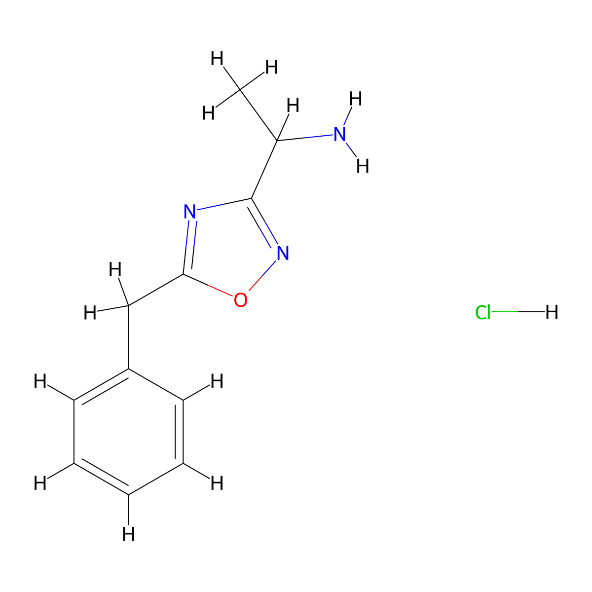 1-(5-Benzyl-1,2,4-oxadiazol-3-yl)ethan-1-amine hydrochloride molecular structure, CAS 1376344-63-6