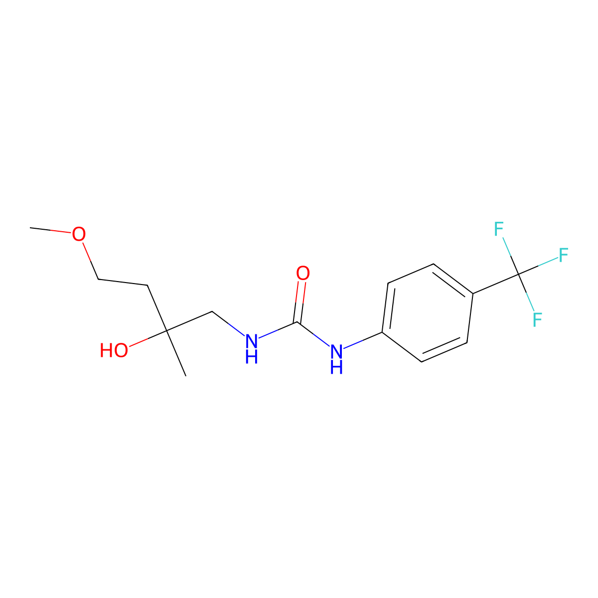 3-(2-Hydroxy-4-methoxy-2-methylbutyl)-1-[4-(trifluoromethyl)phenyl]urea molecular structure, CAS 1376353-60-4