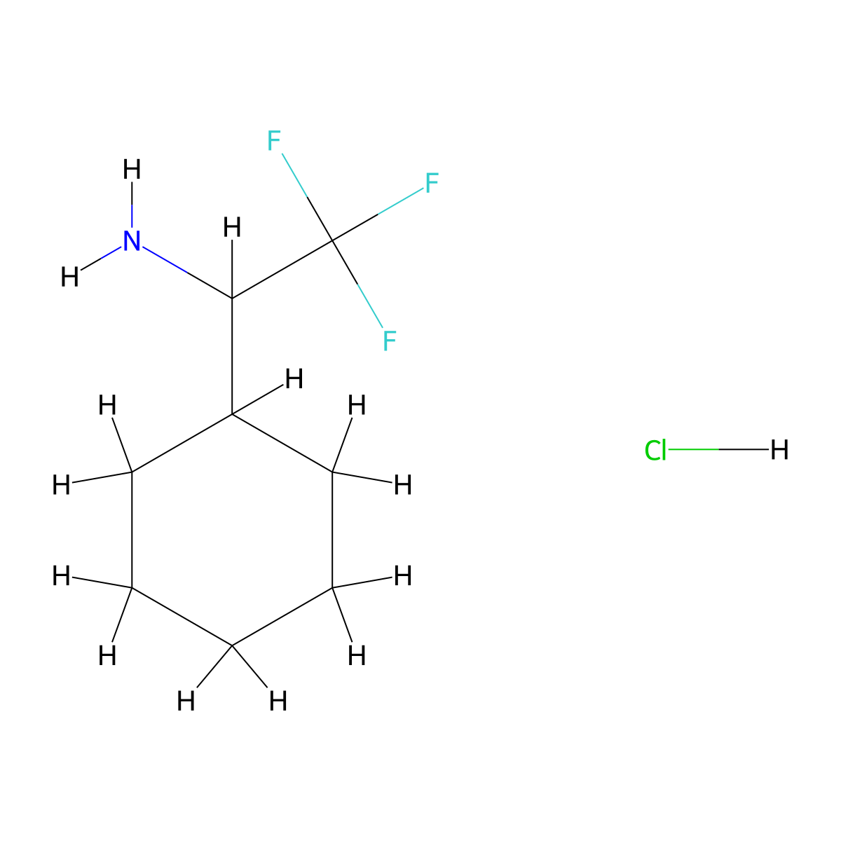 1-Cyclohexyl-2,2,2-trifluoroethan-1-amine hydrochloride molecular structure, CAS 1376357-98-0