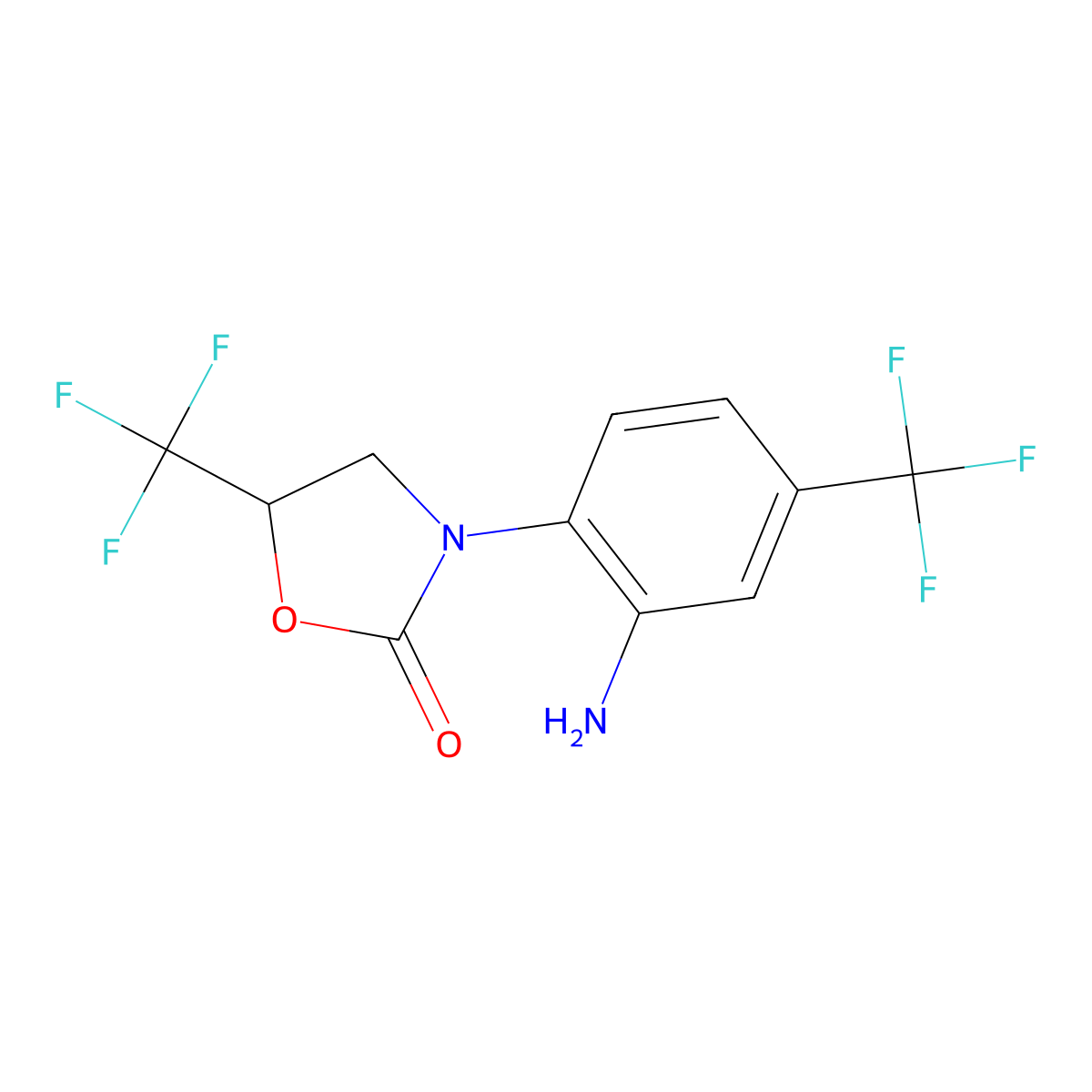 3-[2-Amino-4-(trifluoromethyl)phenyl]-5-(trifluoromethyl)-1,3-oxazolidin-2-one molecular structure, CAS 1376364-57-6