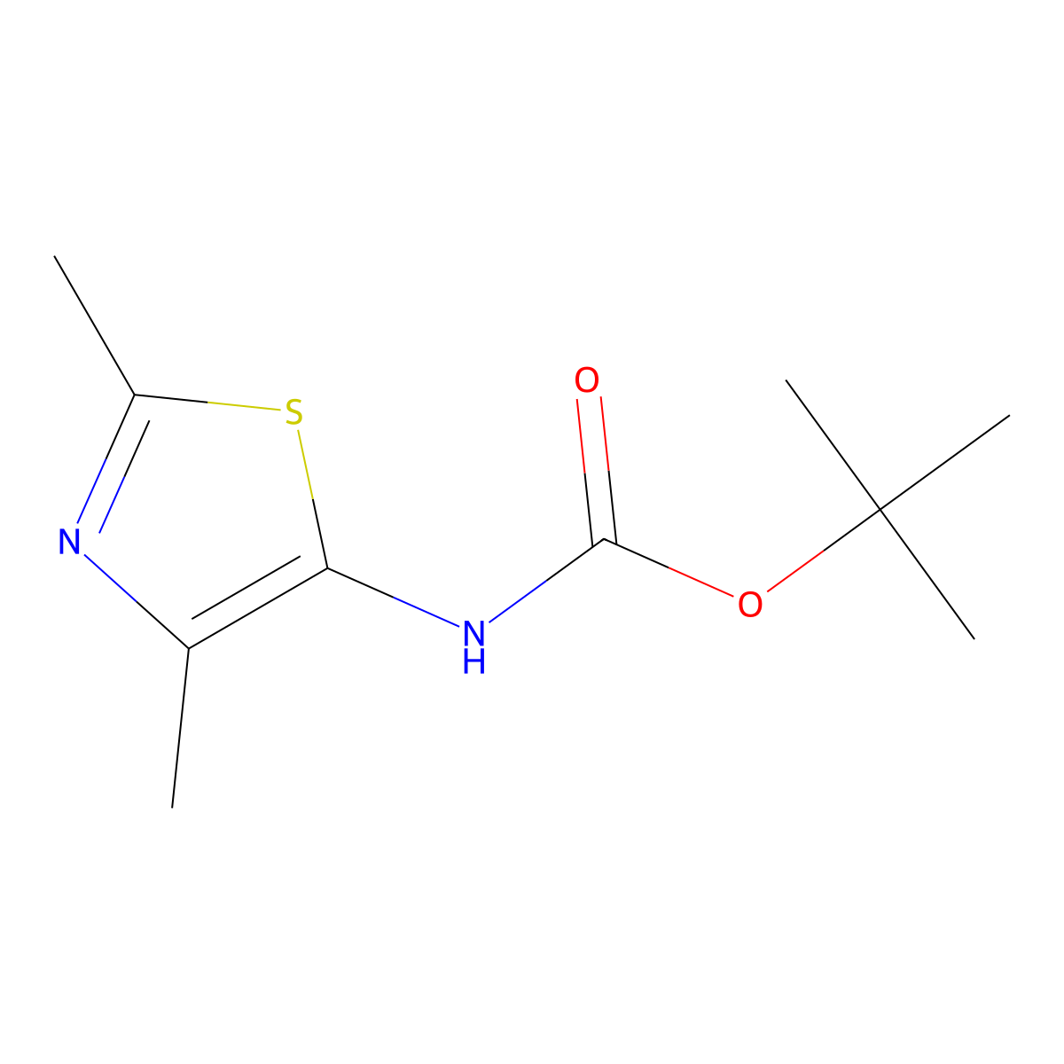 tert-butyl N-(dimethyl-1,3-thiazol-5-yl)carbamate molecular structure, CAS 1376373-18-0
