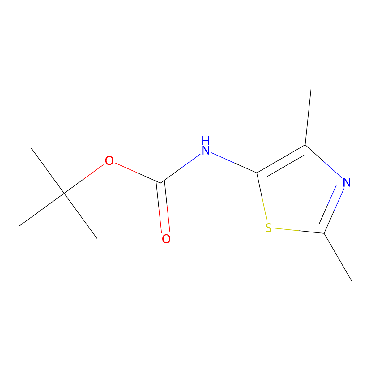 tert-butyl N-(dimethyl-1,3-thiazol-5-yl)carbamate molecular structure, CAS 1376373-18-0