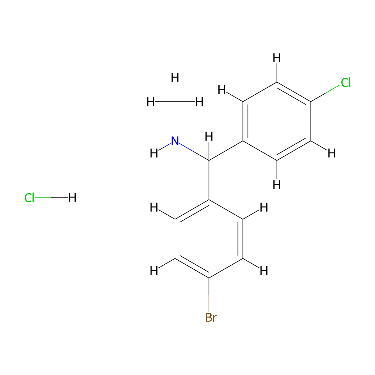 [(4-Bromophenyl)(4-chlorophenyl)methyl](methyl)amine hydrochloride molecular structure, CAS 1376374-13-8