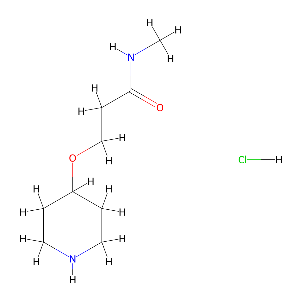 N-methyl-3-(piperidin-4-yloxy)propanamide hydrochloride molecular structure, CAS 1376377-40-0
