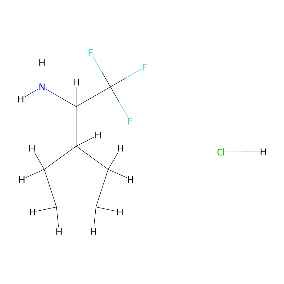 1-Cyclopentyl-2,2,2-trifluoroethan-1-amine hydrochloride molecular structure, CAS 1376380-74-3