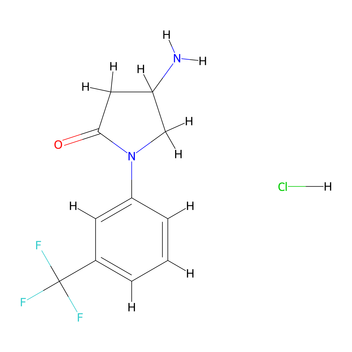 4-Amino-1-[3-(trifluoromethyl)phenyl]pyrrolidin-2-one hydrochloride molecular structure, CAS 1376380-85-6