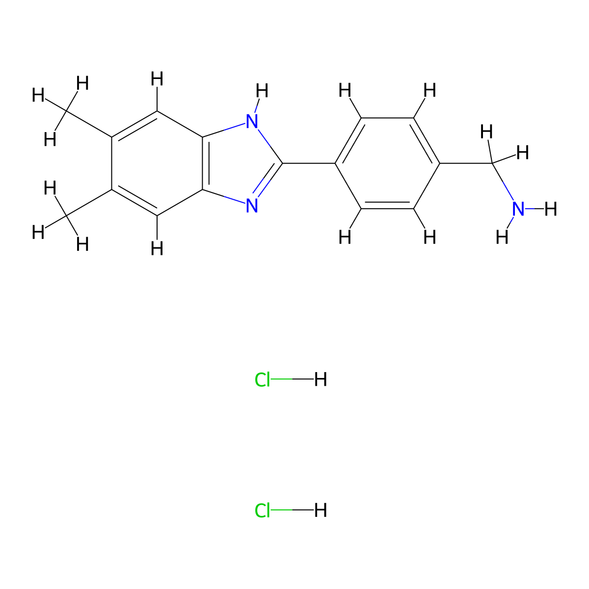 [4-(5,6-dimethyl-1H-1,3-benzodiazol-2-yl)phenyl]methanamine dihydrochloride molecular structure, CAS 1376388-69-0