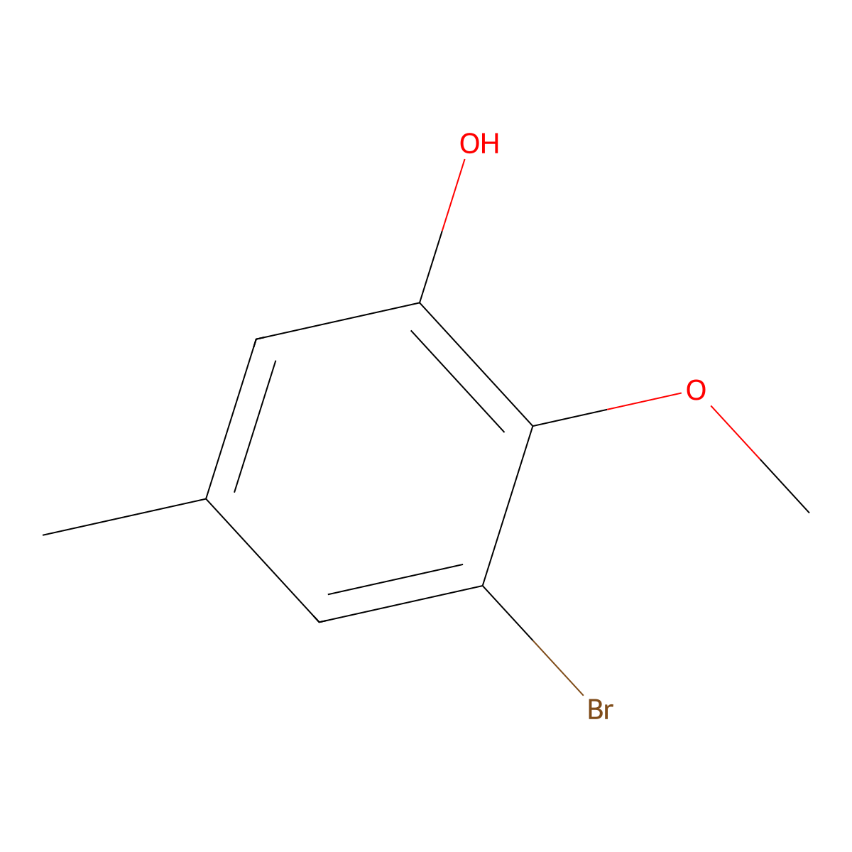 3-Bromo-2-methoxy-5-methylphenol molecular structure, CAS 137639-64-6