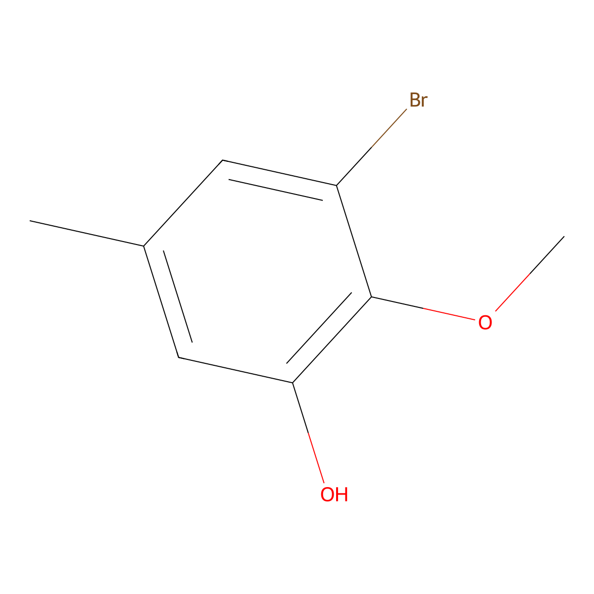 3-Bromo-2-methoxy-5-methylphenol molecular structure, CAS 137639-64-6