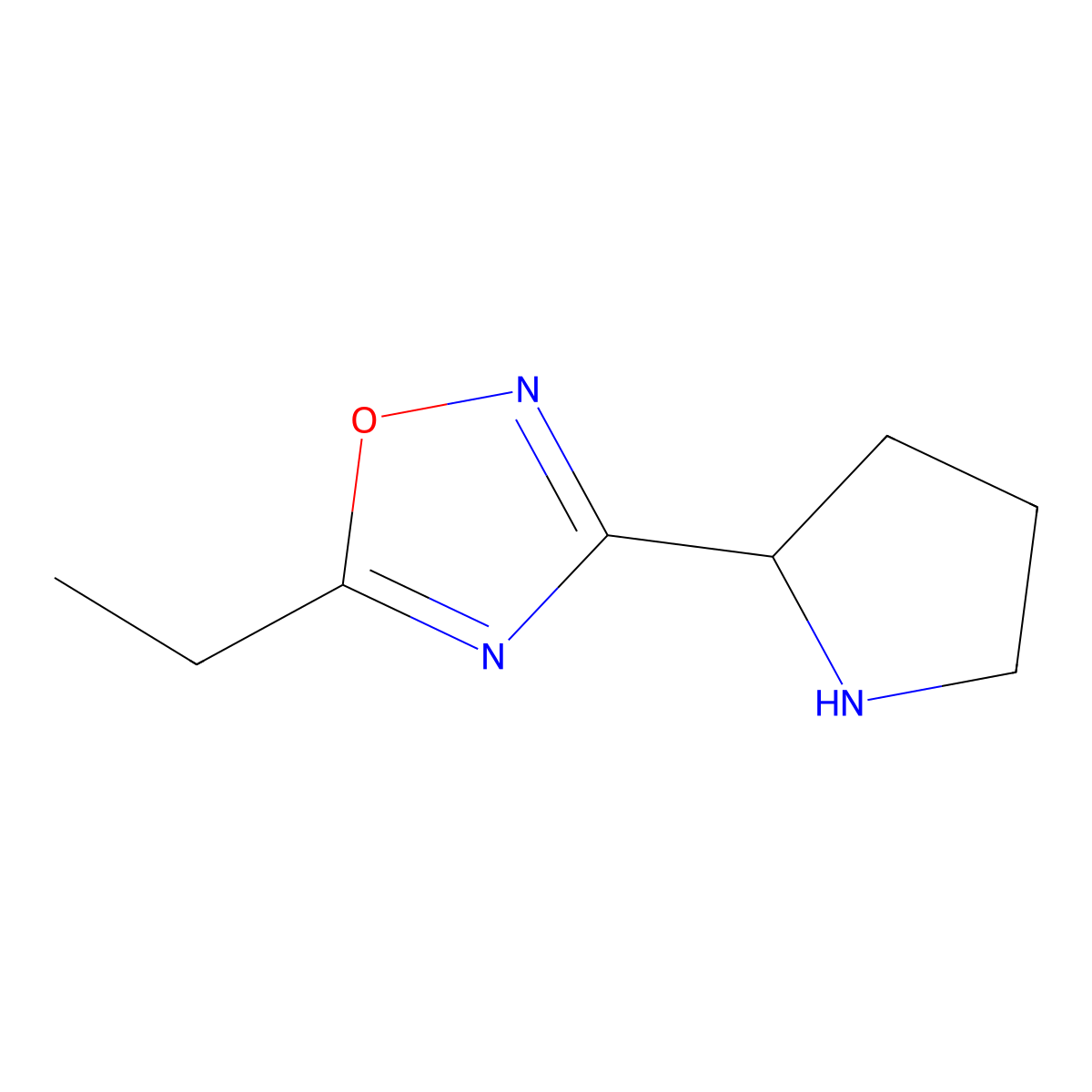 5-Ethyl-3-(pyrrolidin-2-yl)-1,2,4-oxadiazole molecular structure, CAS 1376392-03-8